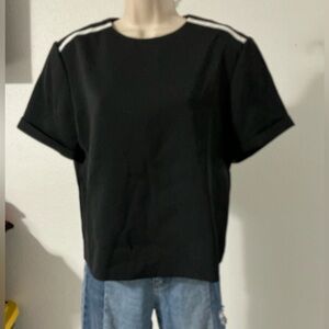 Alice + Olivia Black Top with White Accents